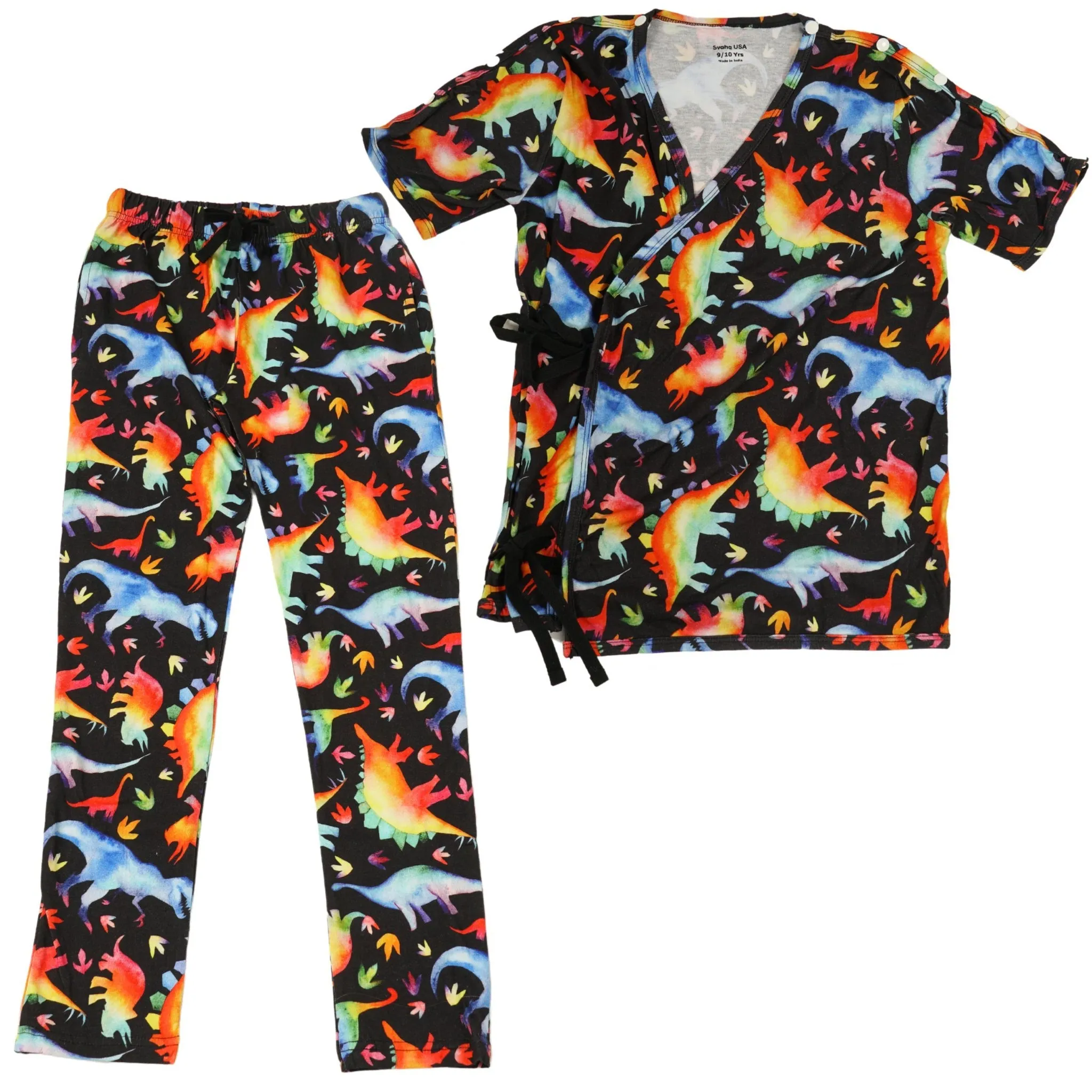 Rainbowsaurus Kimono Gown and Pants Pajamas Set [FINAL SALE]
