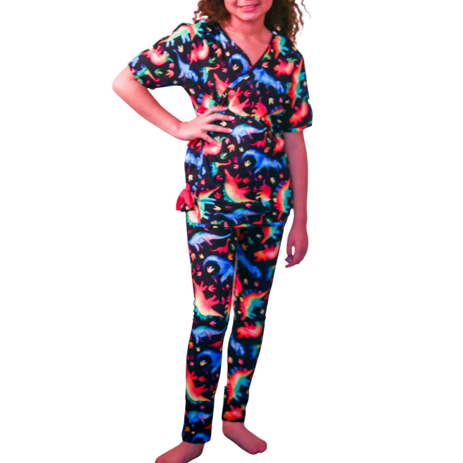 Rainbowsaurus Kimono Gown and Pants Pajamas Set [FINAL SALE]