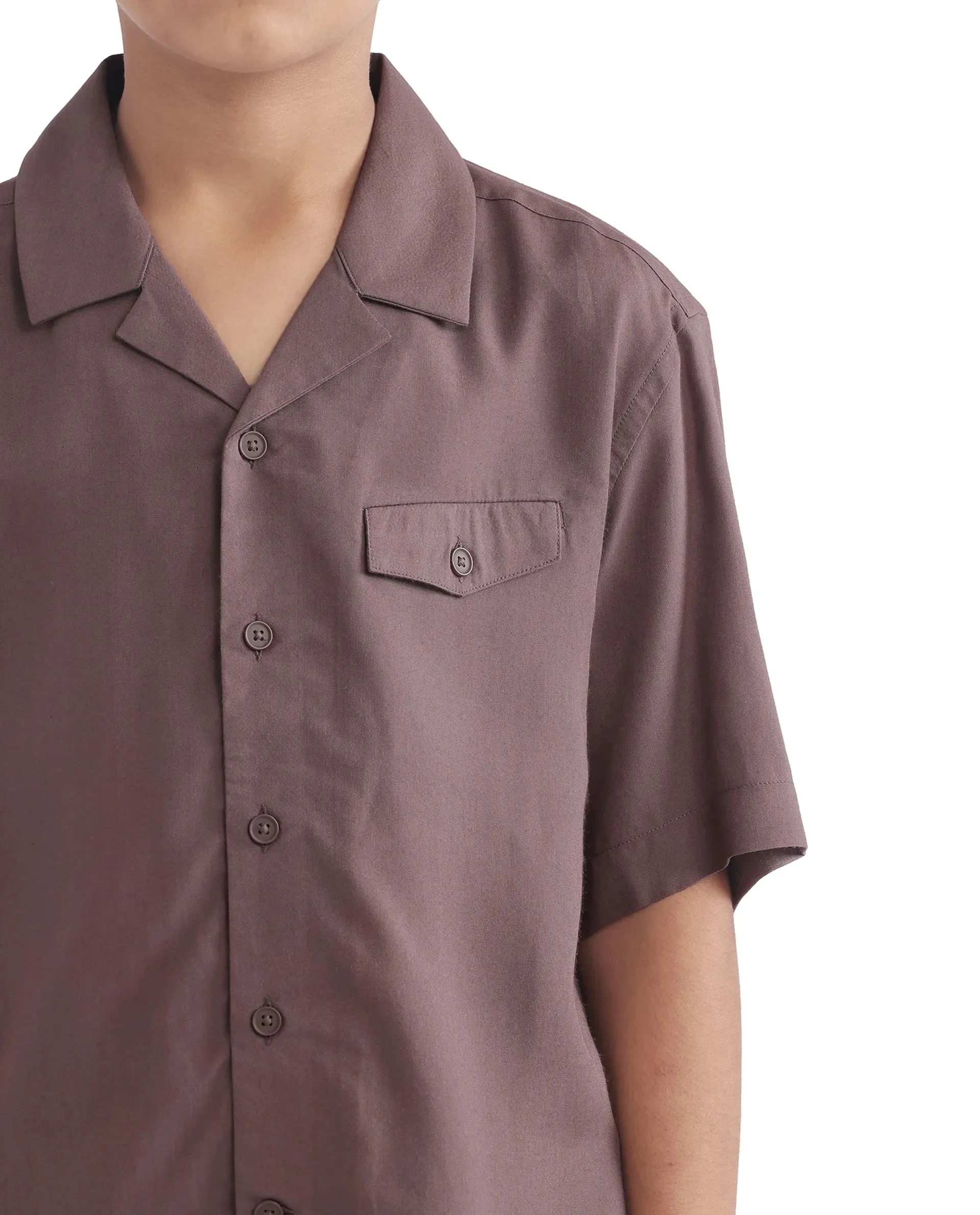 Rare Ones Kids Dubex Dusky Brown Modal Short Sleeve Solid Shirt