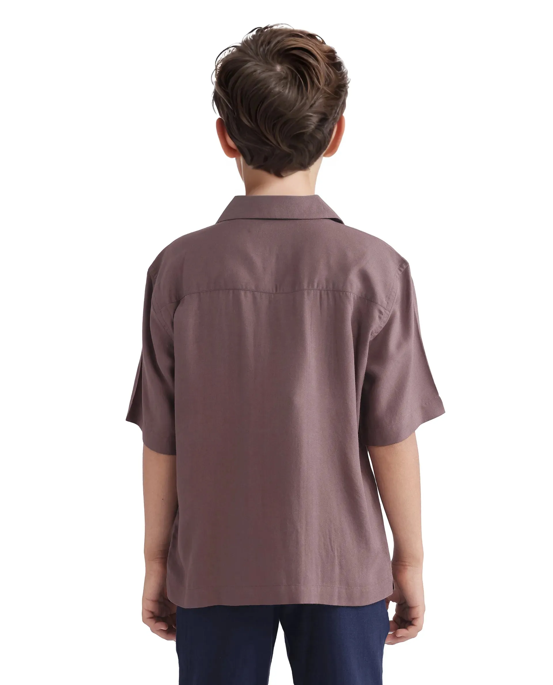 Rare Ones Kids Dubex Dusky Brown Modal Short Sleeve Solid Shirt