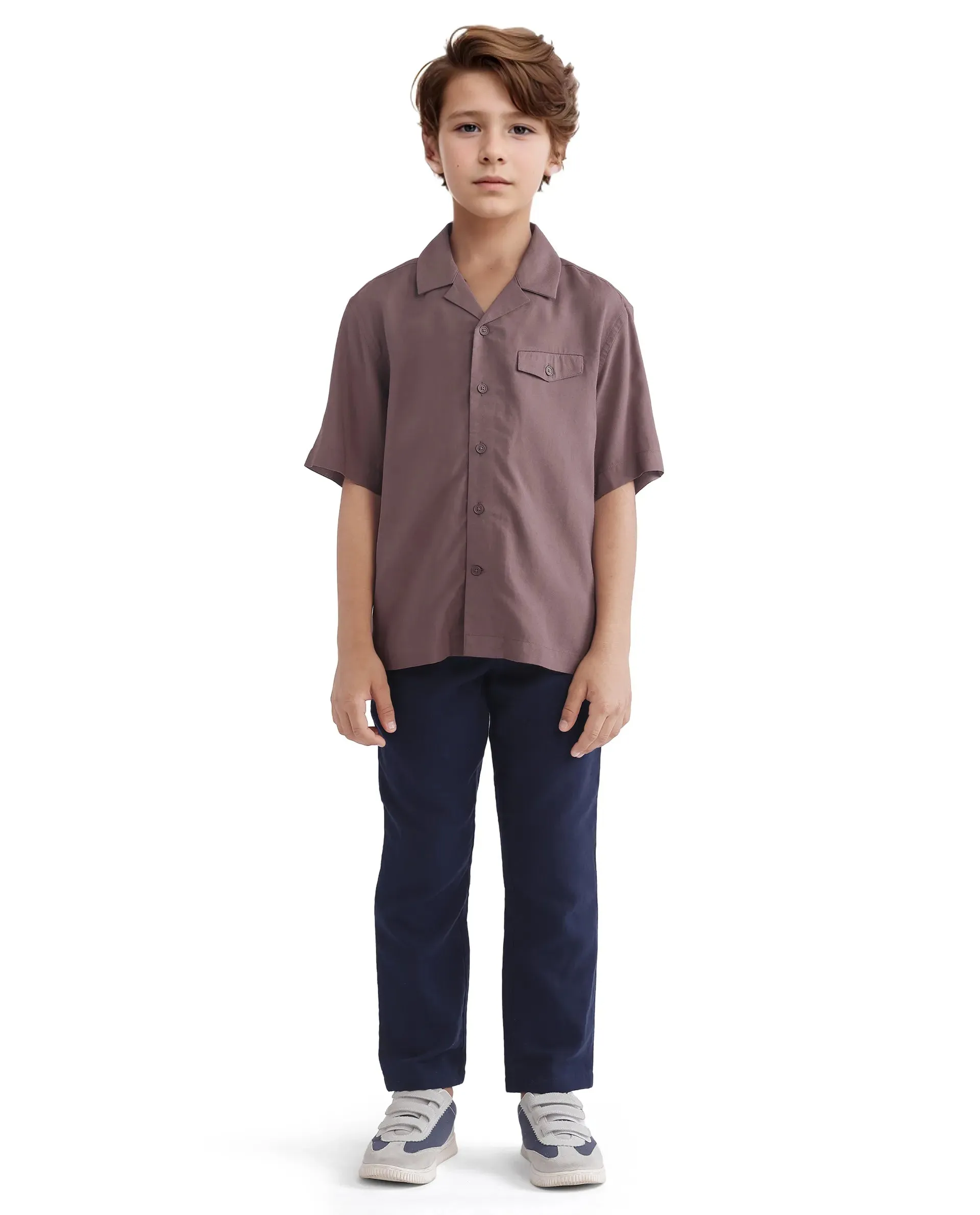 Rare Ones Kids Dubex Dusky Brown Modal Short Sleeve Solid Shirt