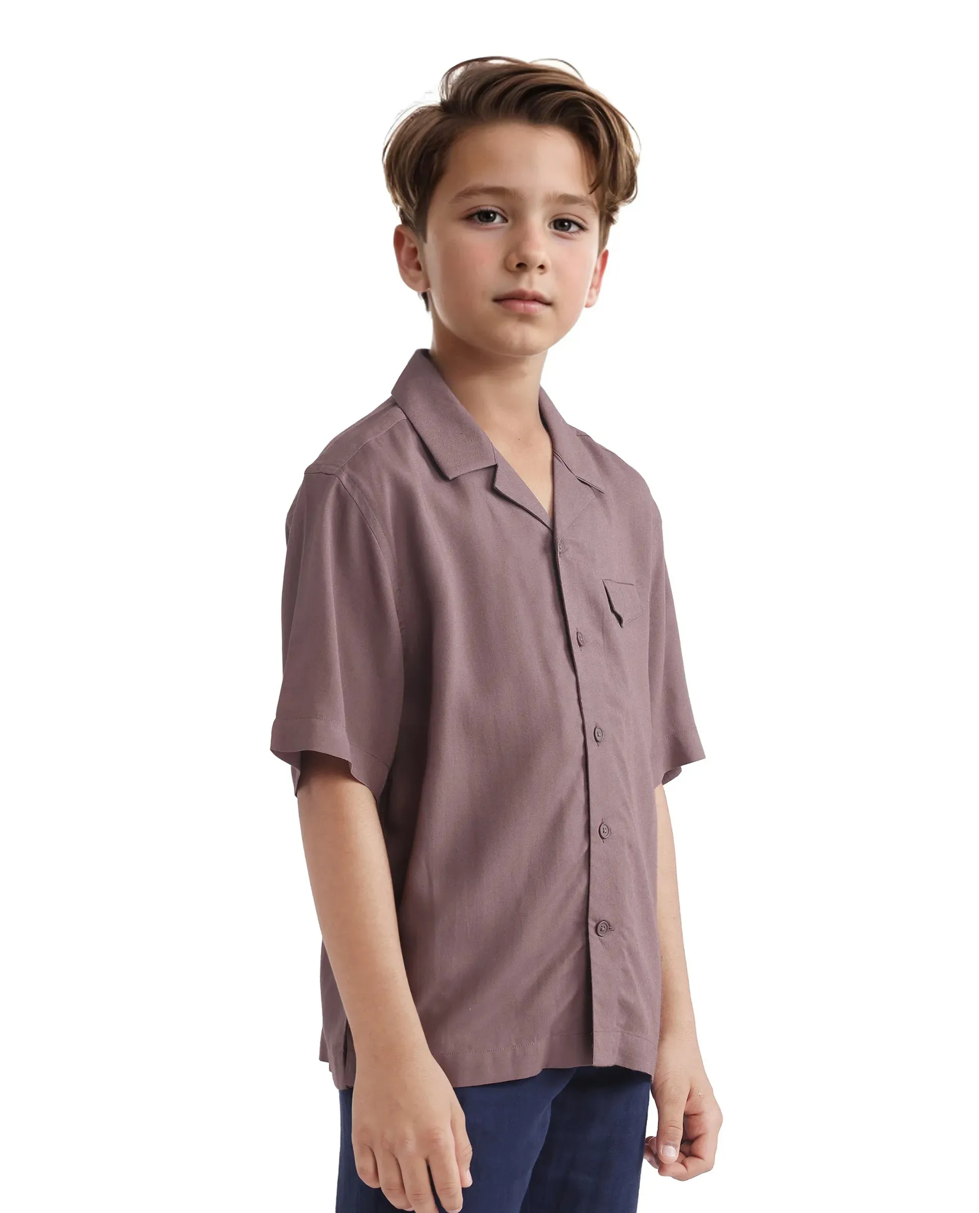 Rare Ones Kids Dubex Dusky Brown Modal Short Sleeve Solid Shirt