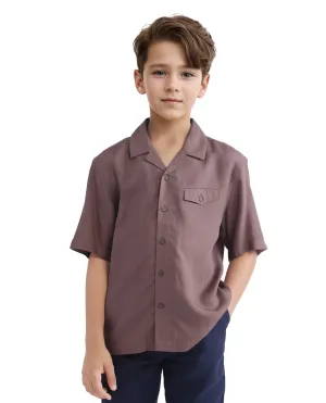 Rare Ones Kids Dubex Dusky Brown Modal Short Sleeve Solid Shirt