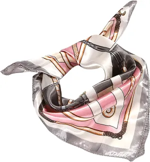 Real Mulberr Silk Scarf Lightweight Neckerchief Women Small Square Digital Printed Scarves Mulberr (Grey, 50 * 50)