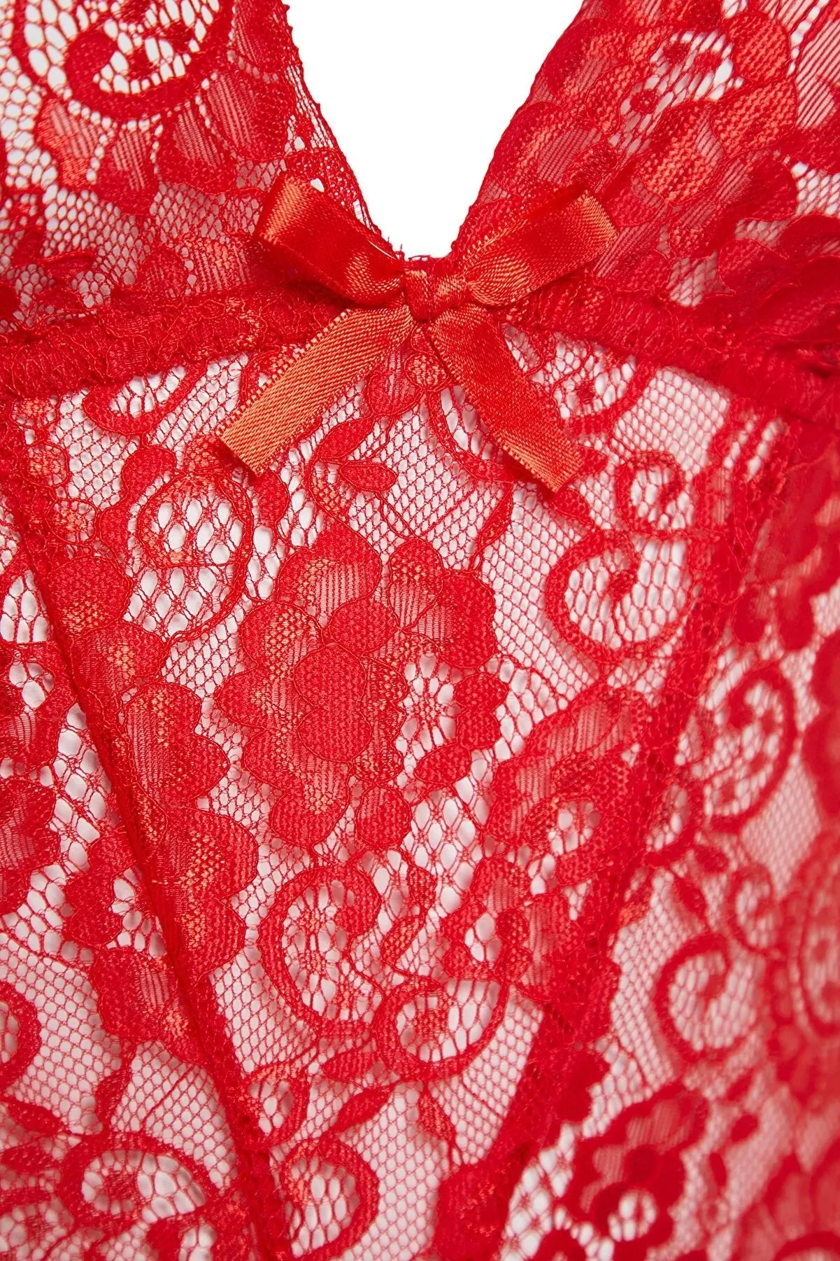 Red Lace Stud Knitted Body