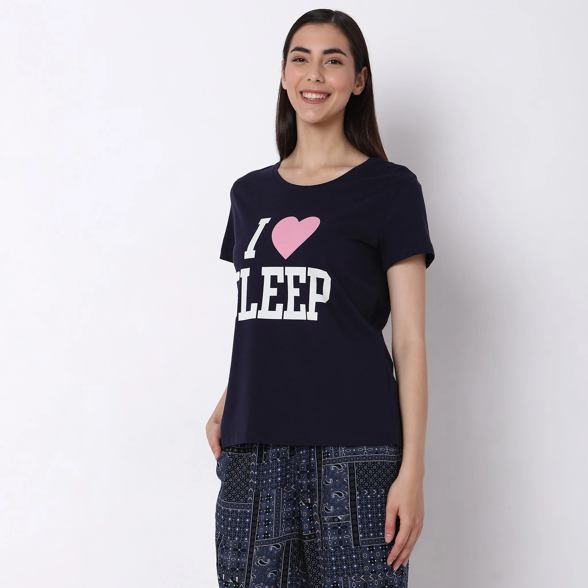 Regular Fit Graphic Sleepwear Lounge Top