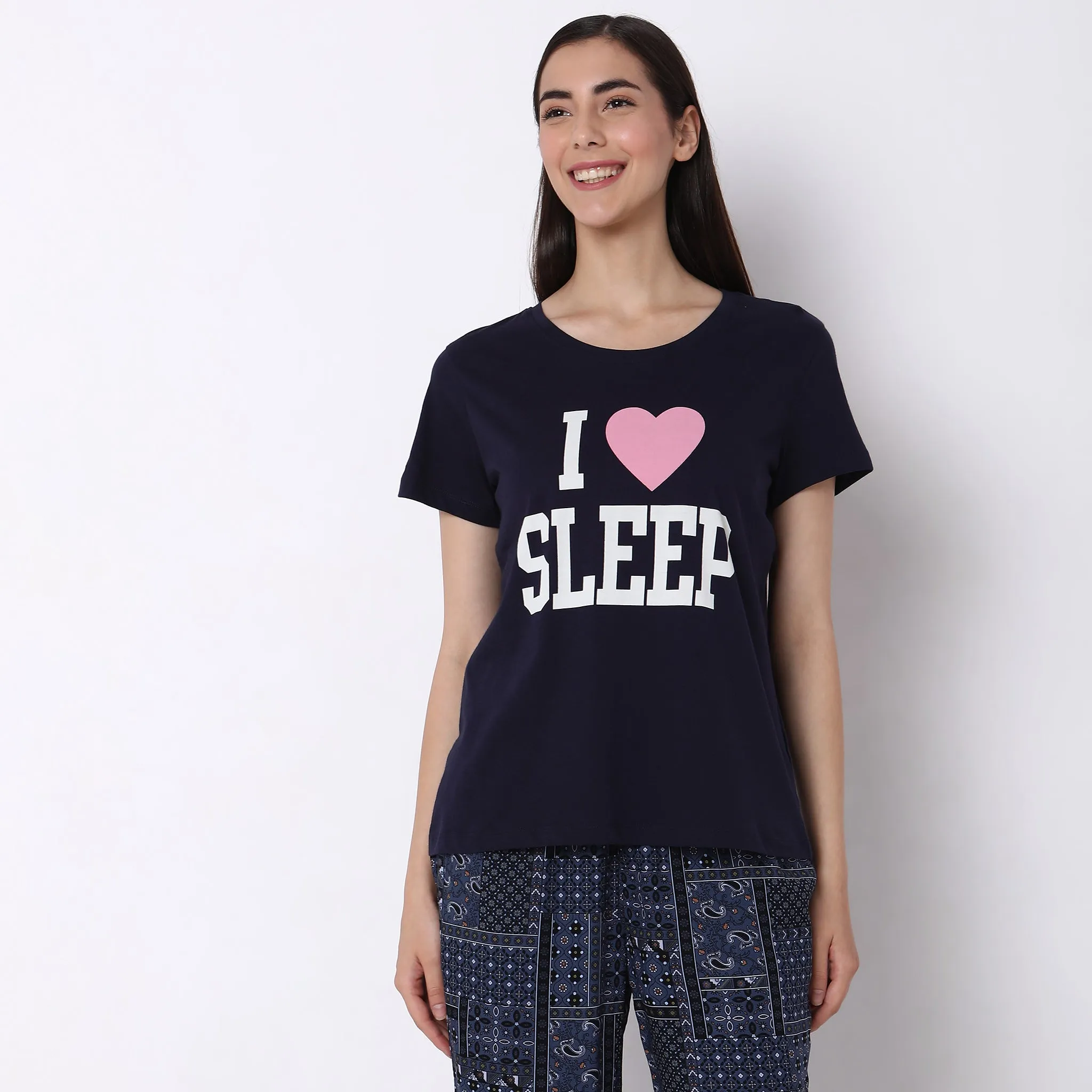 Regular Fit Graphic Sleepwear Lounge Top