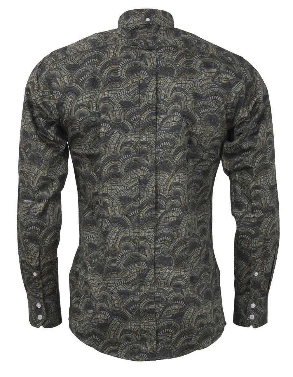 Relco Mens Limited Edition Dark Grey Patterned Button Down Shirt