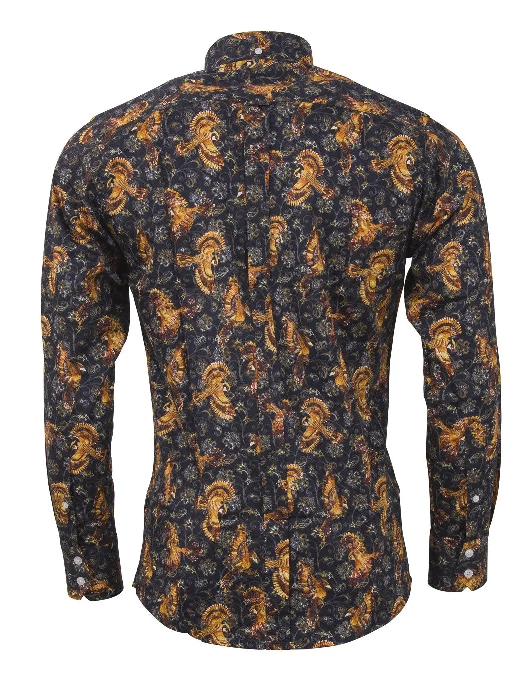 Relco Mens Limited Edition Flying Bird Print Button Down Shirt