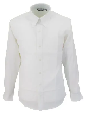 Relco White Oxford Cotton Long Sleeved Retro Mod Button Down Shirts