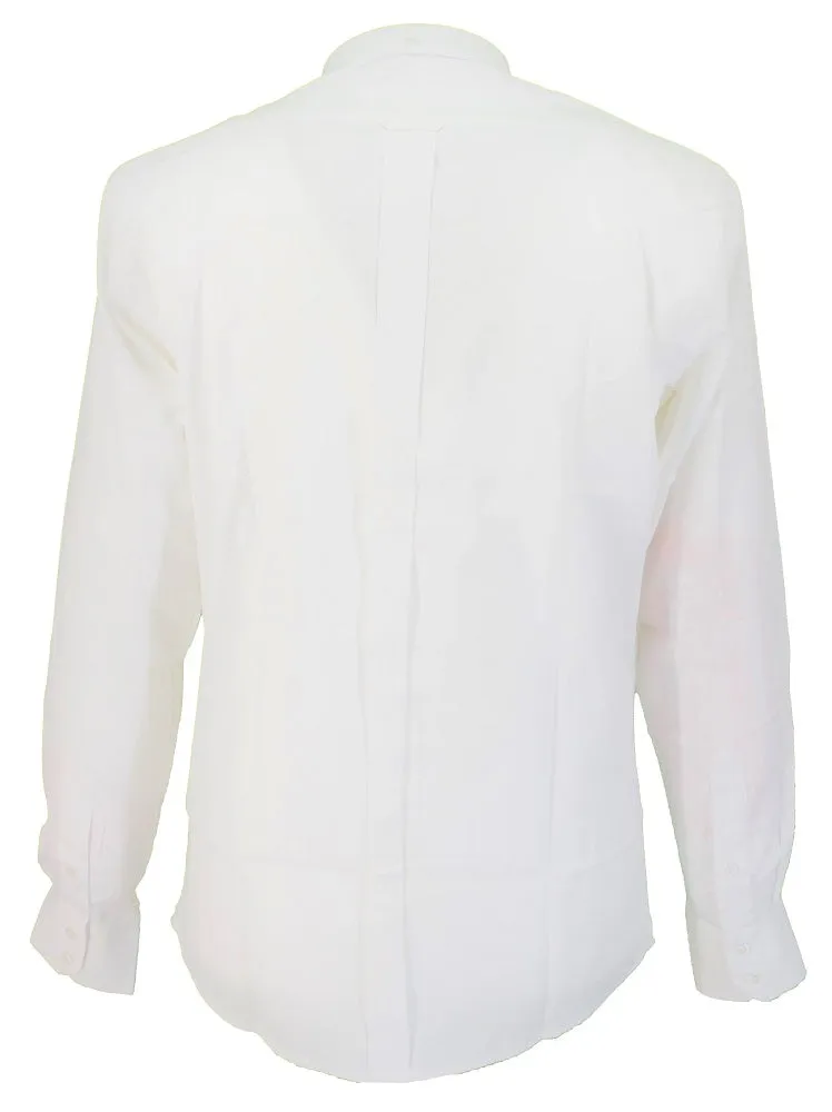 Relco White Oxford Cotton Long Sleeved Retro Mod Button Down Shirts