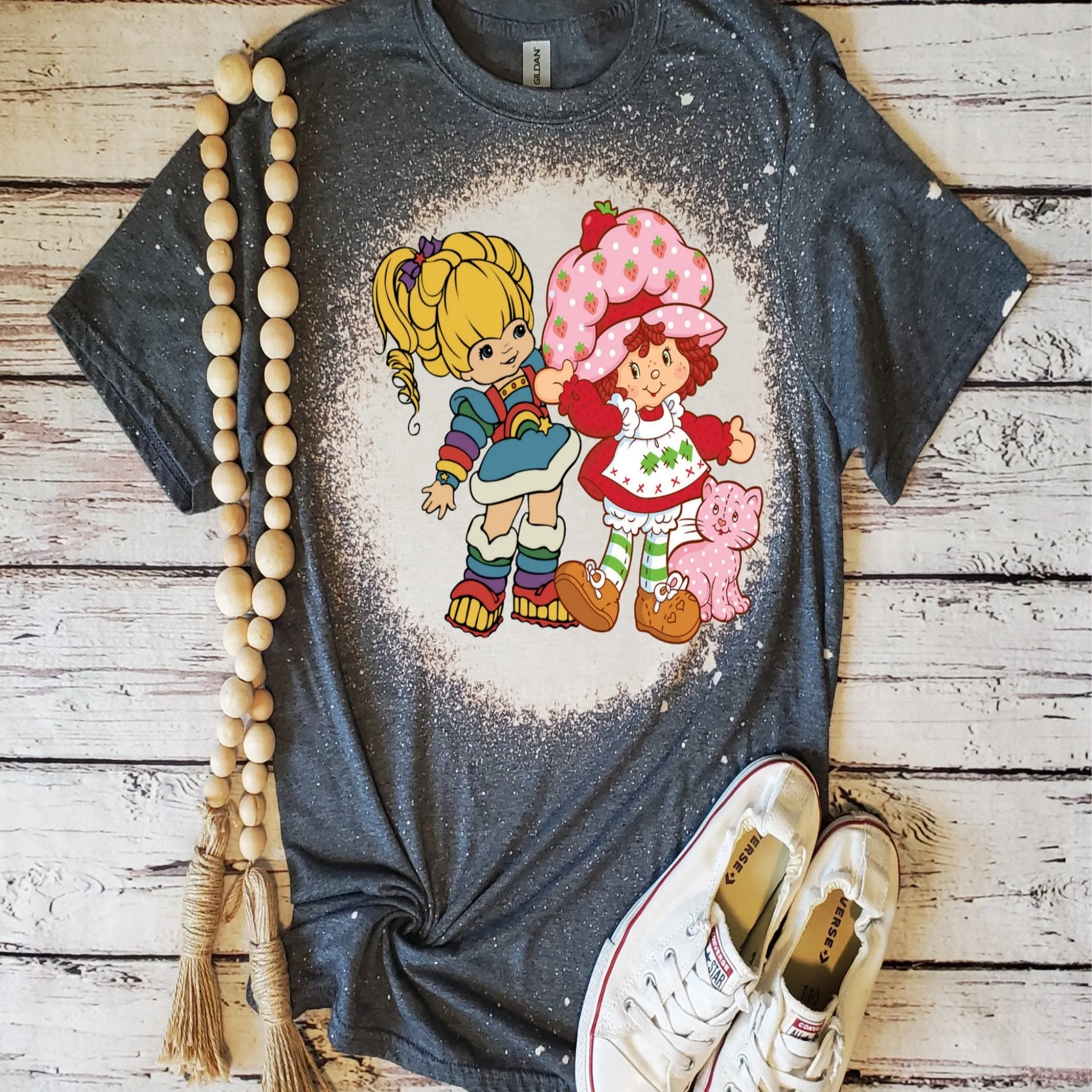 Retro Vintage 80's Strawberry Rainbow Custom T-Shirt
