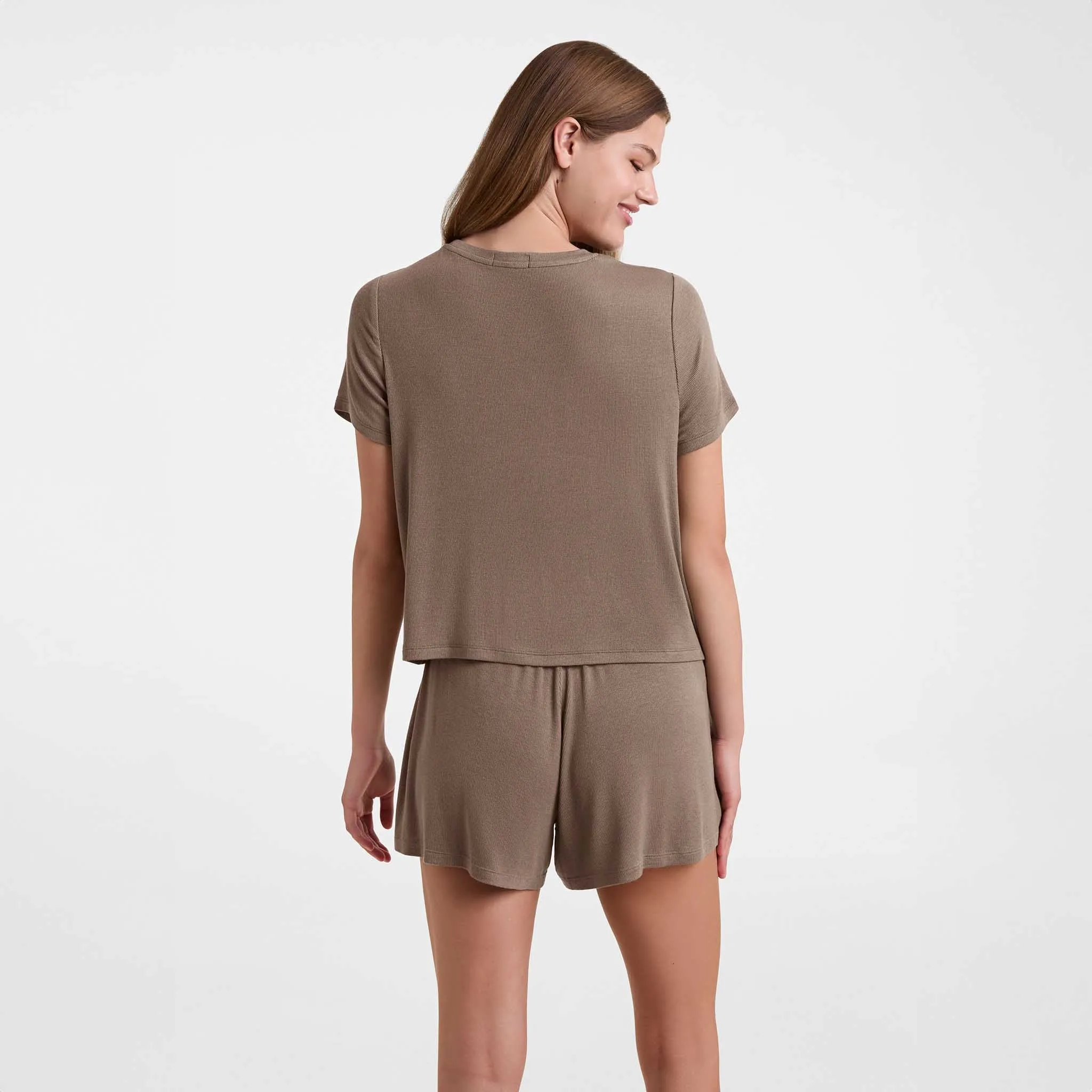 Ribbed Pajama Short Set | Mocha