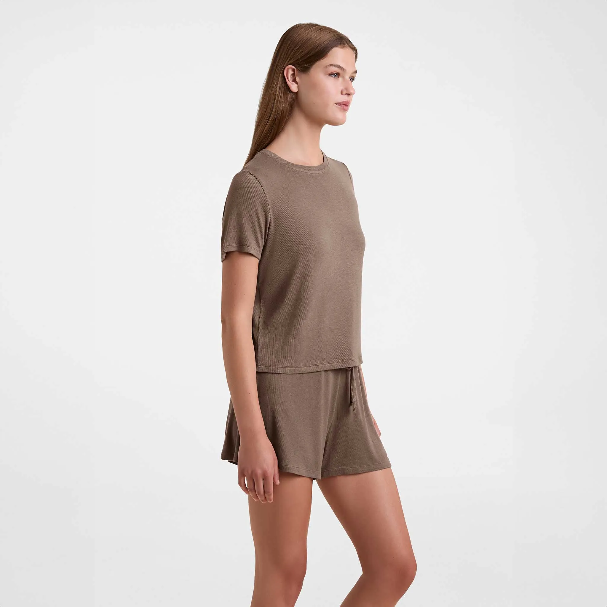 Ribbed Pajama Short Set | Mocha