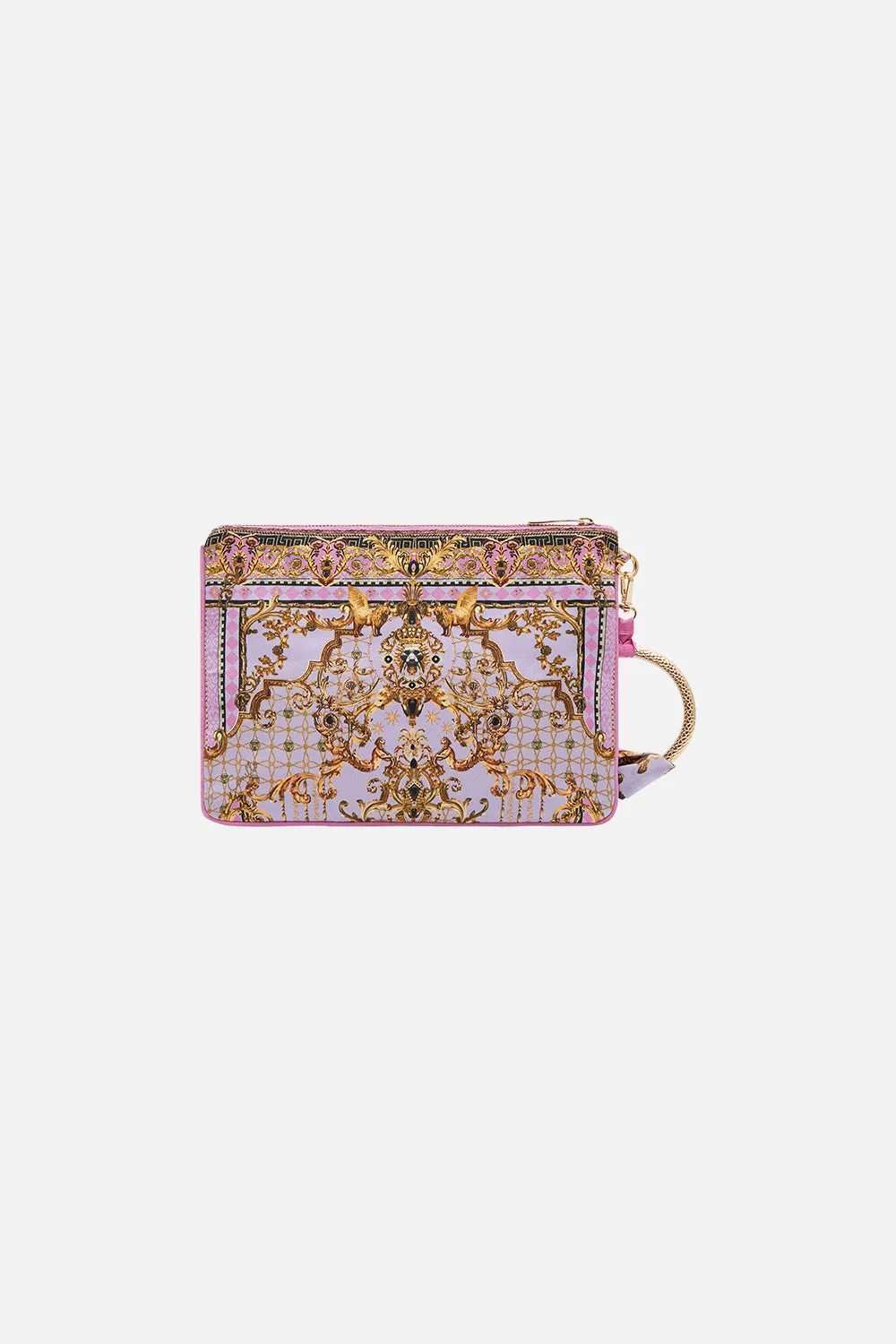 RING SCARF CLUTCH WITH FEATHERS LAVENDER EVER AFTER