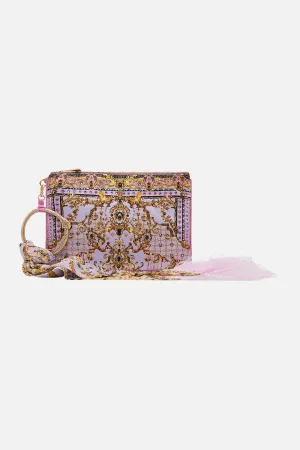 RING SCARF CLUTCH WITH FEATHERS LAVENDER EVER AFTER