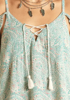 Rock and Roll Cowgirl Women's Pastel Paisley Cold Shoulder Dress RRWRD0R0UY