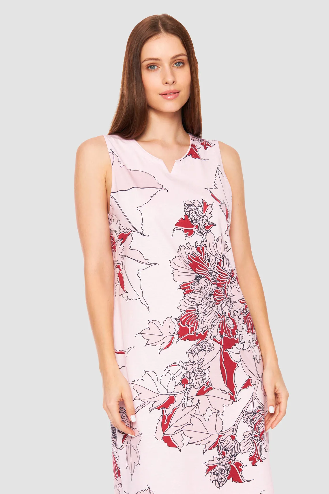 Rosch Modern Bloom Cotton Sleeveless Nightgown Lounger