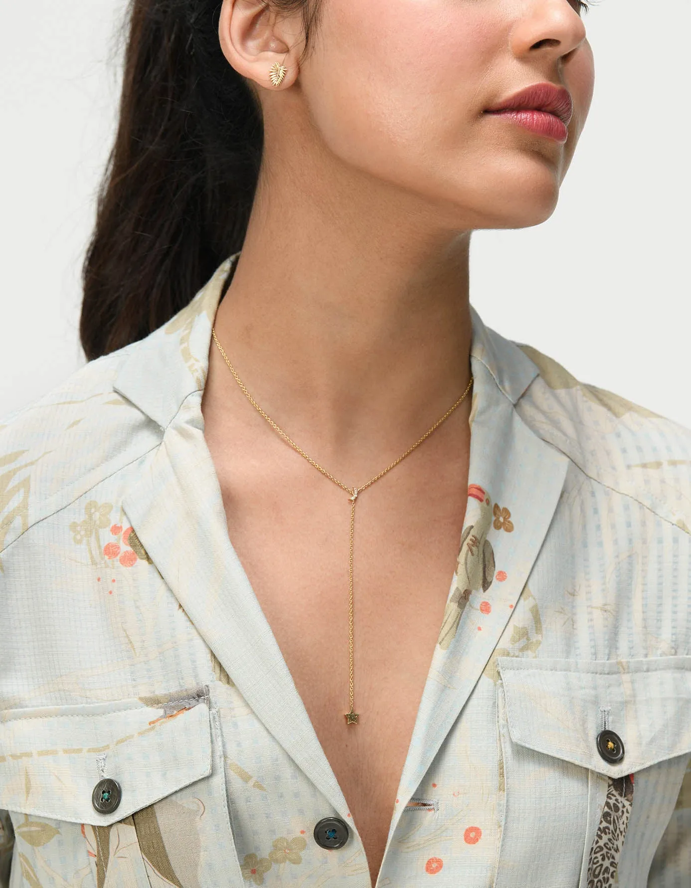 Safari Jacket Cotton Silk Check Ice Blue
