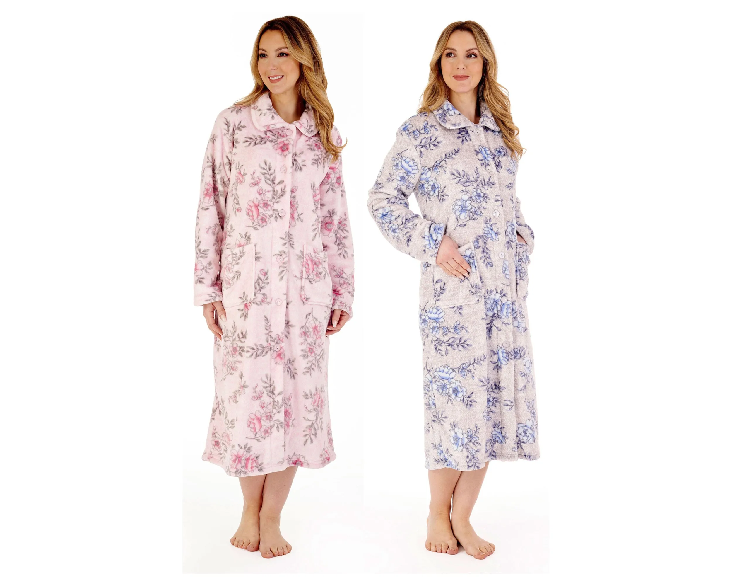 SALE Slenderella Supersoft Floral Print Button Dressing Gown