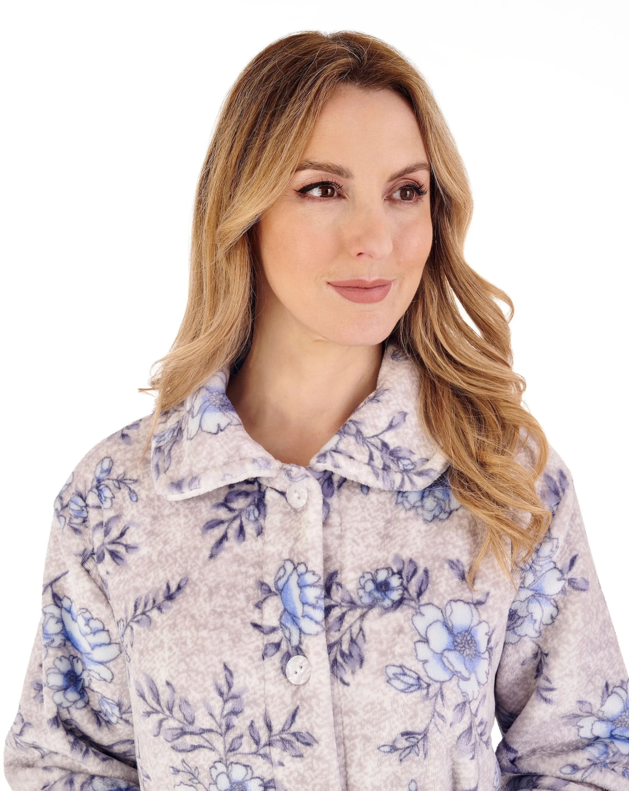 SALE Slenderella Supersoft Floral Print Button Dressing Gown