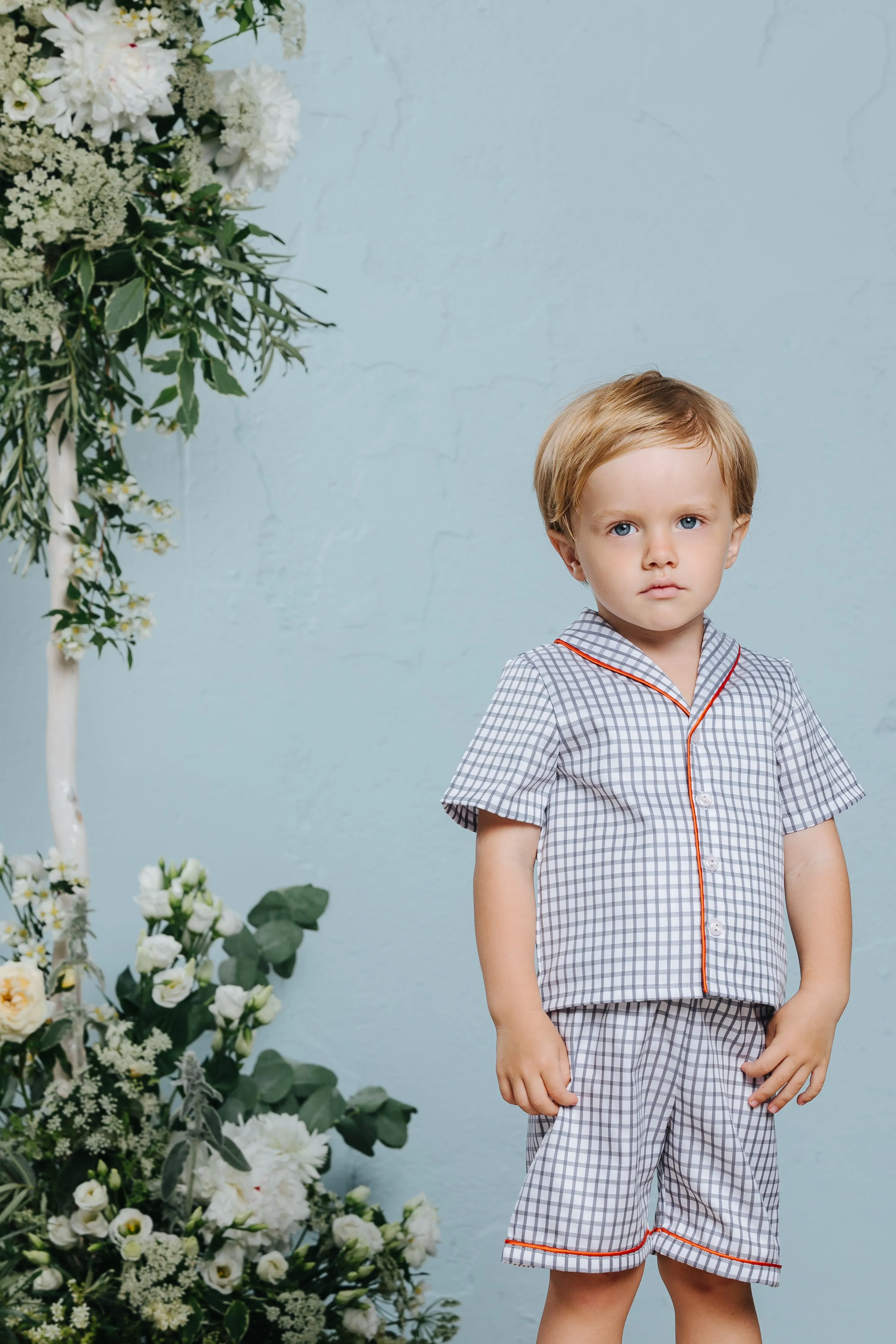 SAMUEL BOYS’ COTTON PYJAMA SET GREY CHECKS