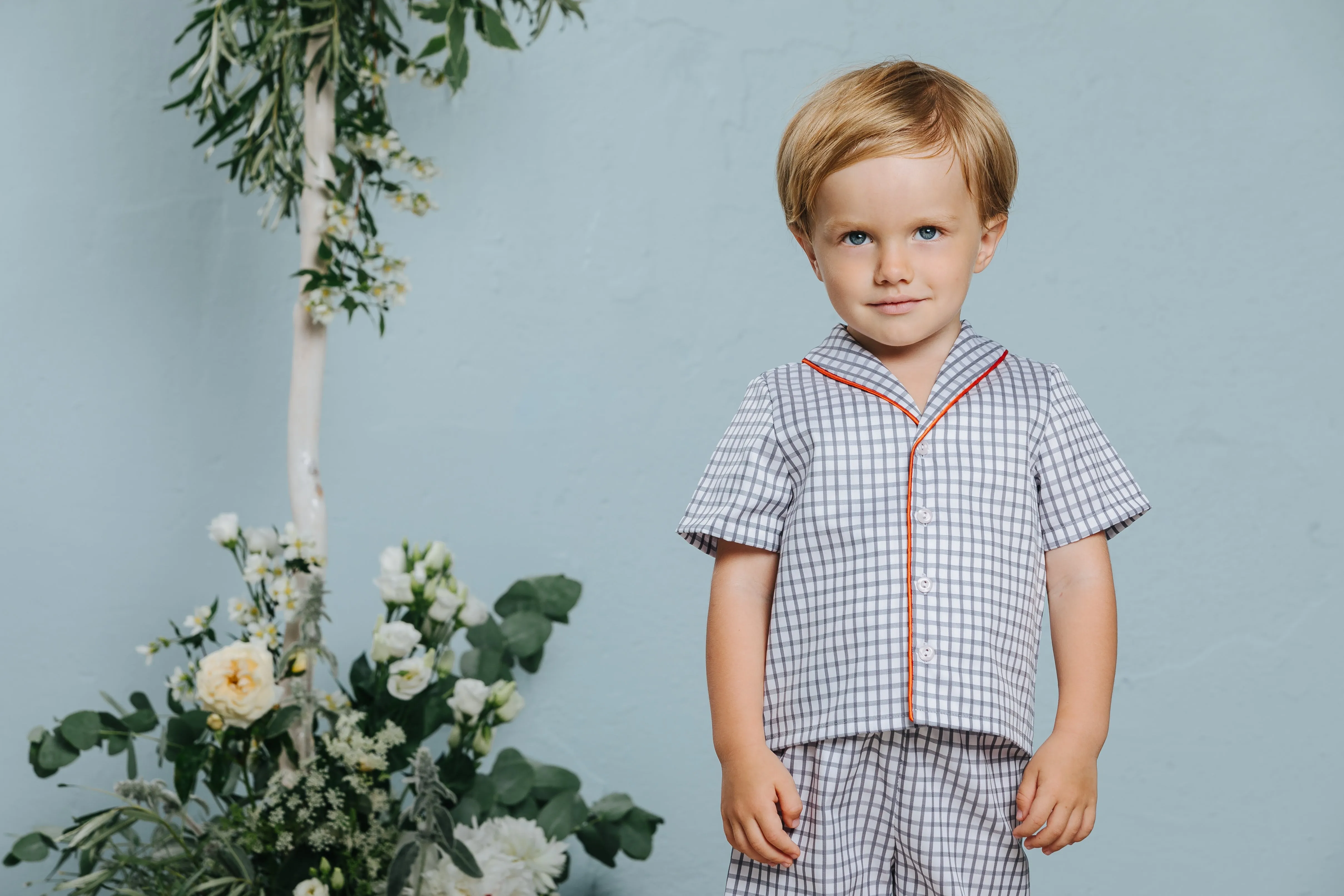 SAMUEL BOYS’ COTTON PYJAMA SET GREY CHECKS