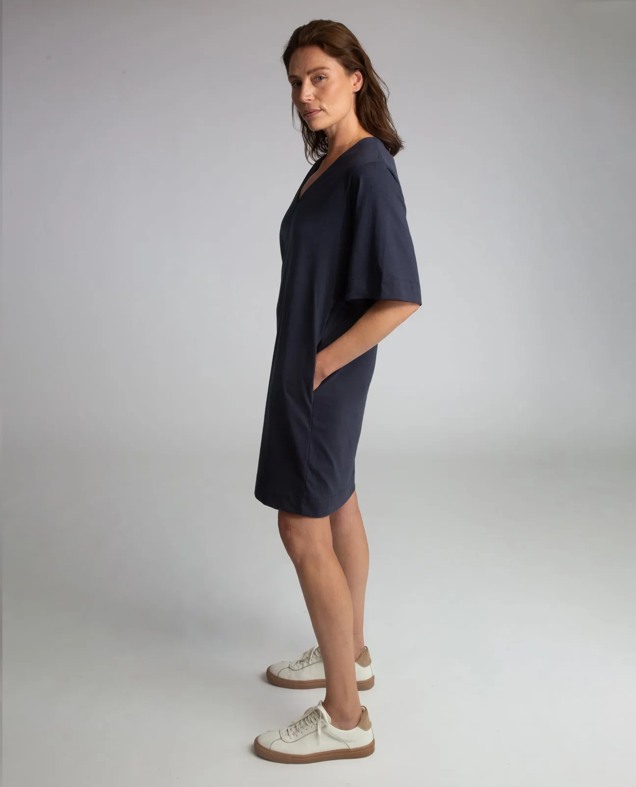 Sasha Organic Cotton Dress In Navy