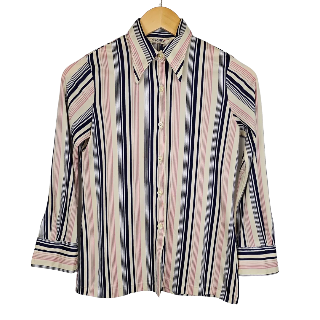 Sataeyu Blue and Pink Stripe Retro Shirt