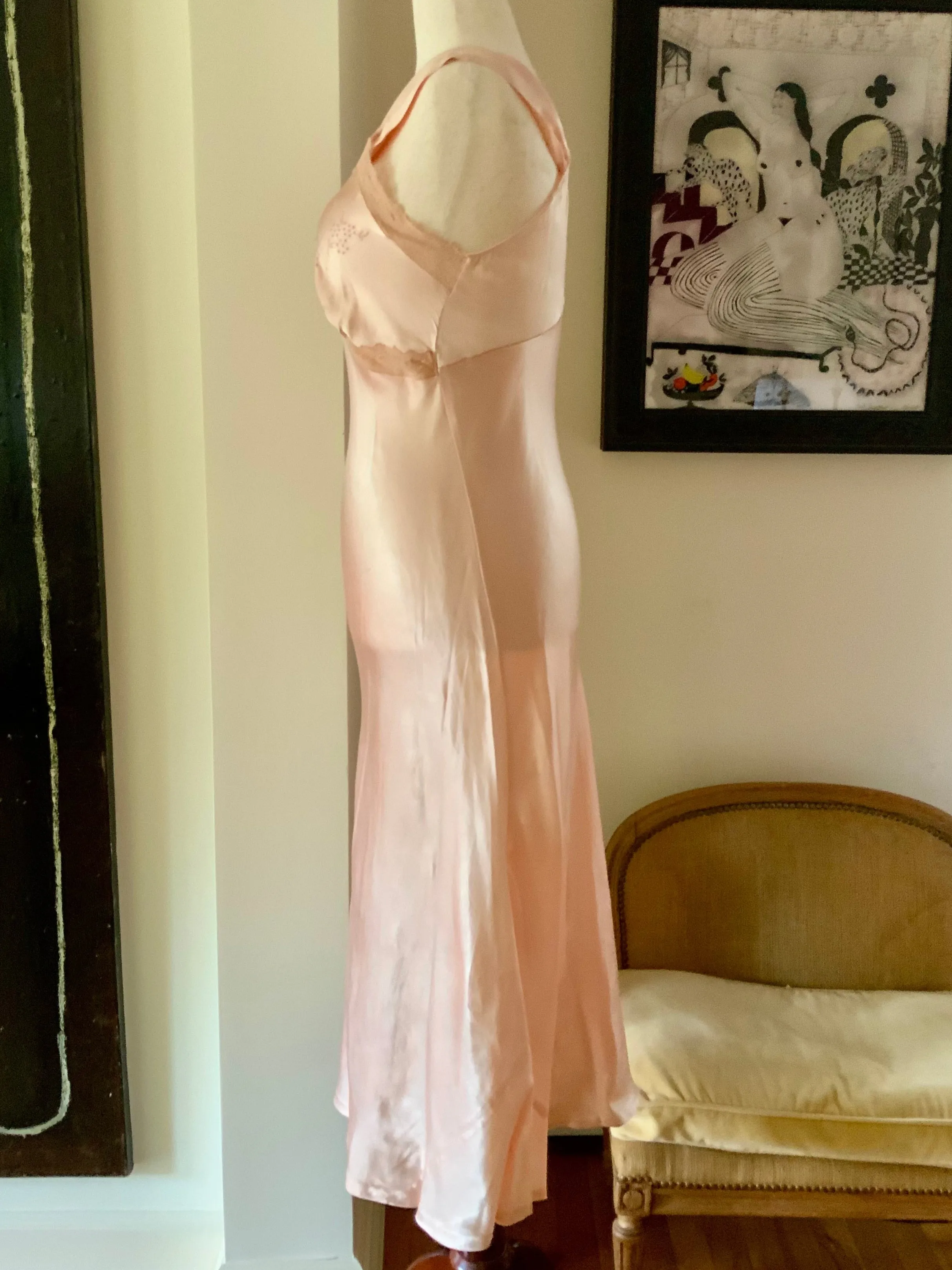 Satin Bridal Nightgown - 50s - M/L