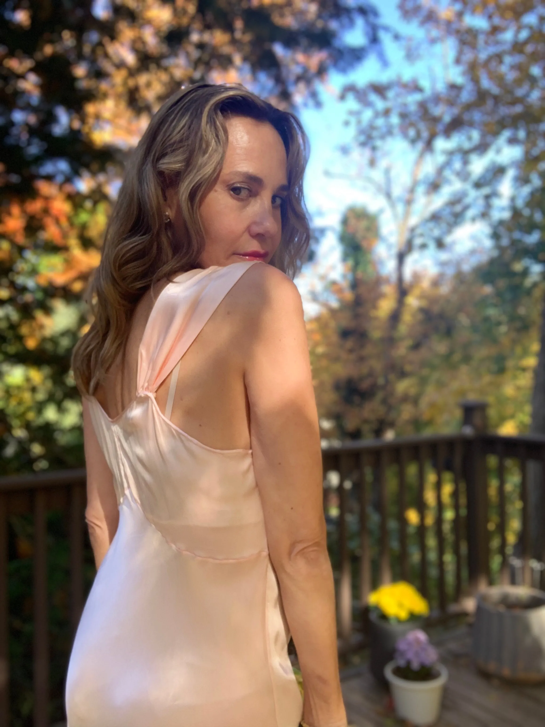 Satin Bridal Nightgown - 50s - M/L