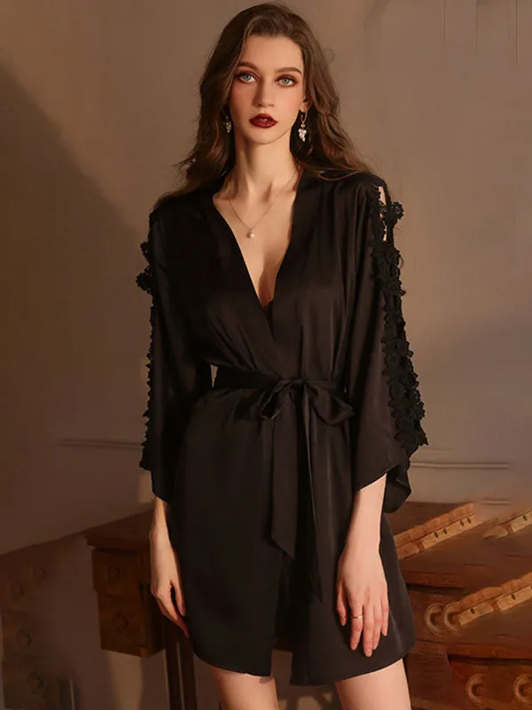 Satin Lace Spagehtti Strap Mini Nightgown