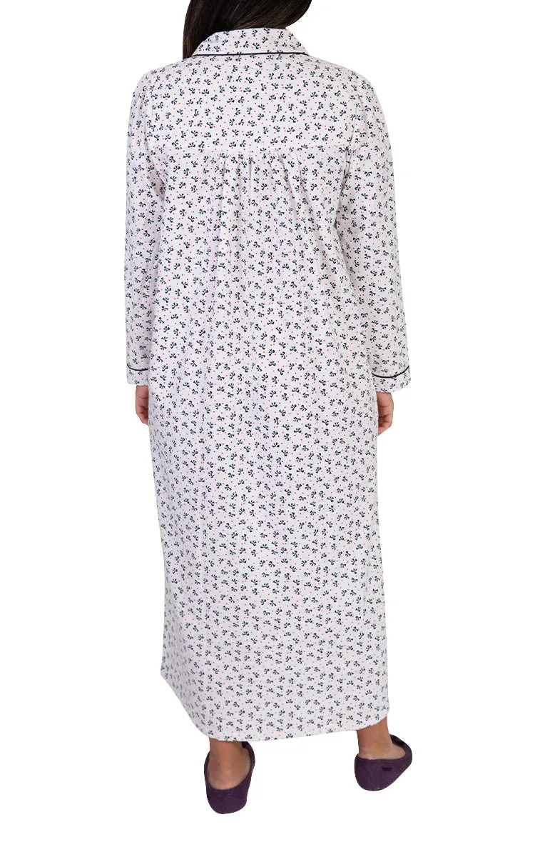 Schrank 100% Cotton Flannelette Nightgown With Collar In Ivory SK612B