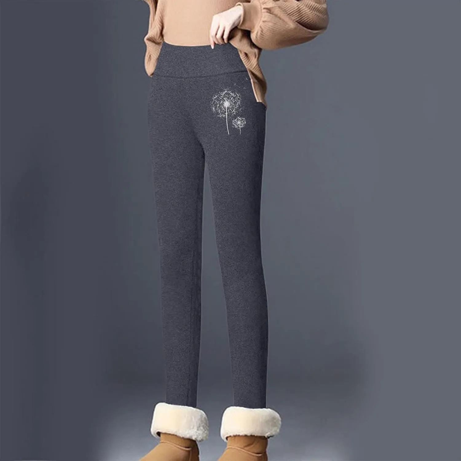 sdbrld Fleece Lined Leggings Women,Womens Fleece Lined Leggings 2023 High Waist Warm Soft Pants Tummy Control Thermal Tights