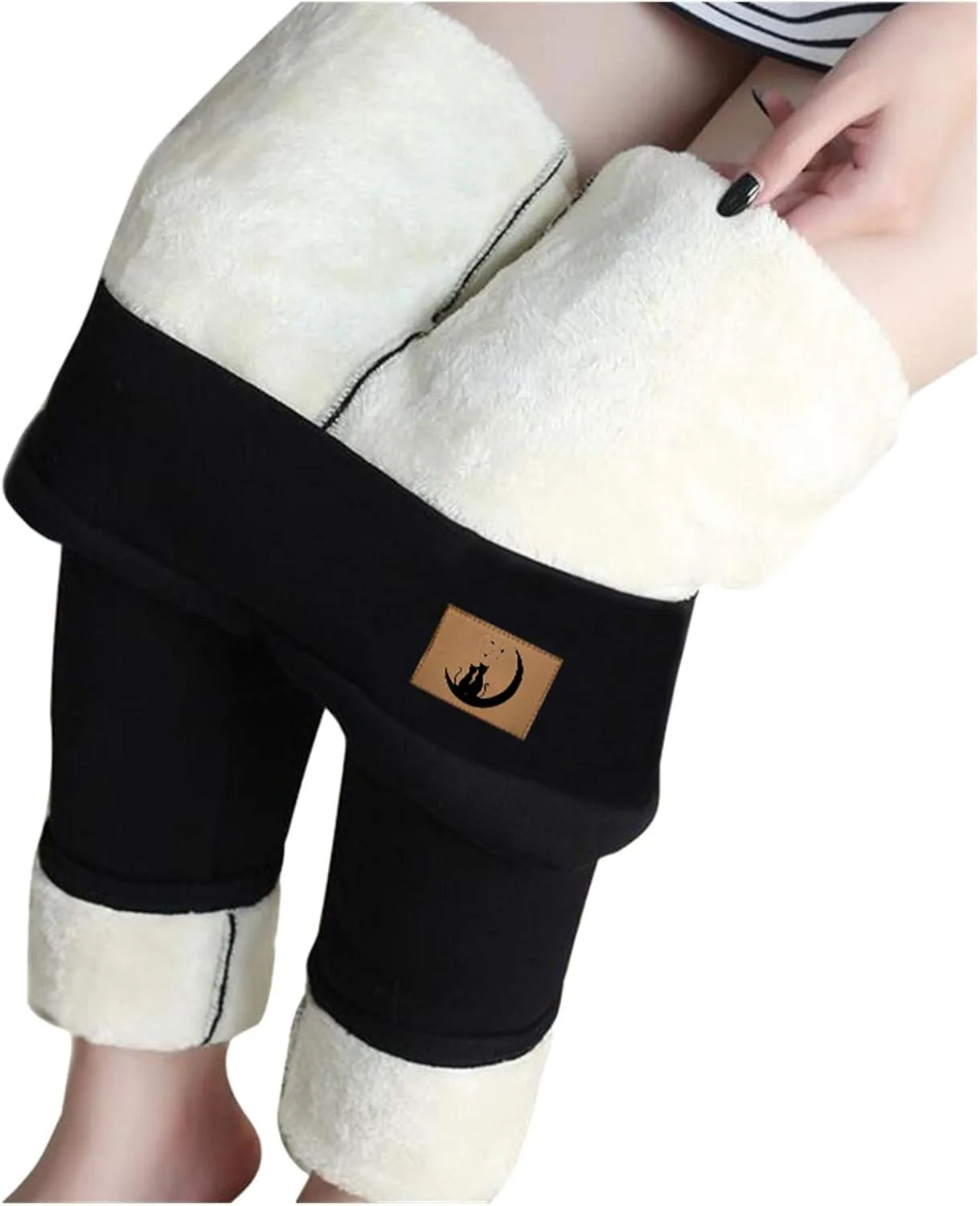 sdbrld Fleece Lined Leggings Women,Womens Fleece Lined Leggings High Waist Thick Warm Pants Soft Tummy Control Thermal Tights