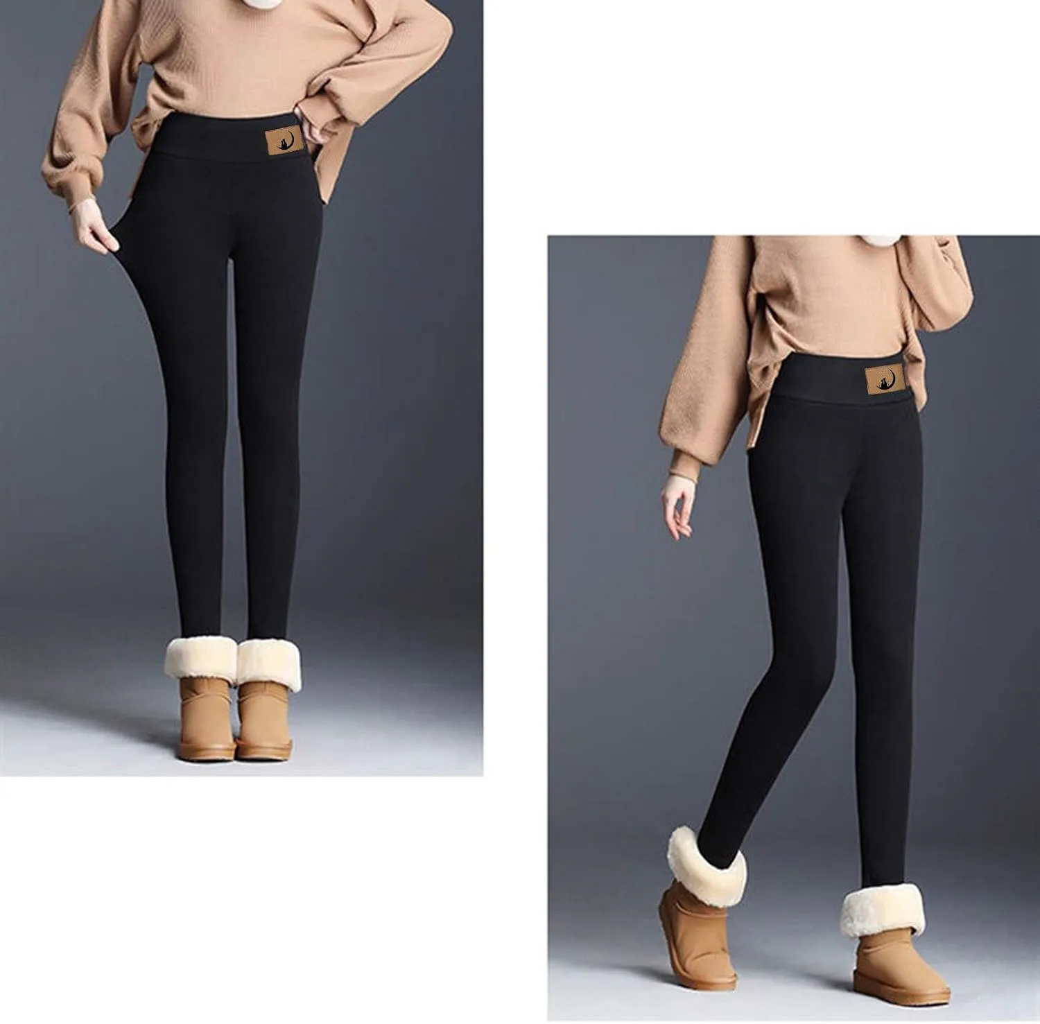 sdbrld Fleece Lined Leggings Women,Womens Fleece Lined Leggings High Waist Thick Warm Pants Soft Tummy Control Thermal Tights