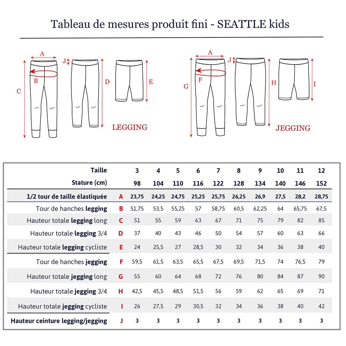 SEATTLE Kids Legging Jegging - 3-12Y - PDF Sewing Pattern
