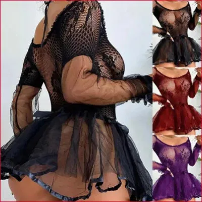 Seductive Lace Fishnet Babydoll Sexy Lingerie
