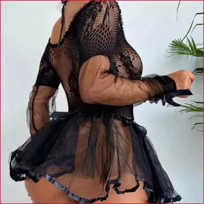 Seductive Lace Fishnet Babydoll Sexy Lingerie