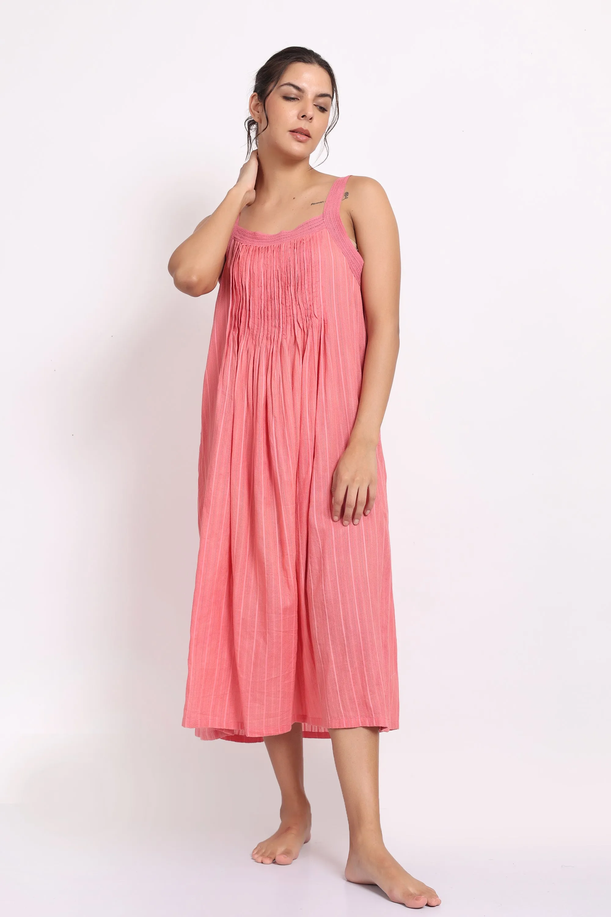 Self Stripe Strappy Nightie Coral