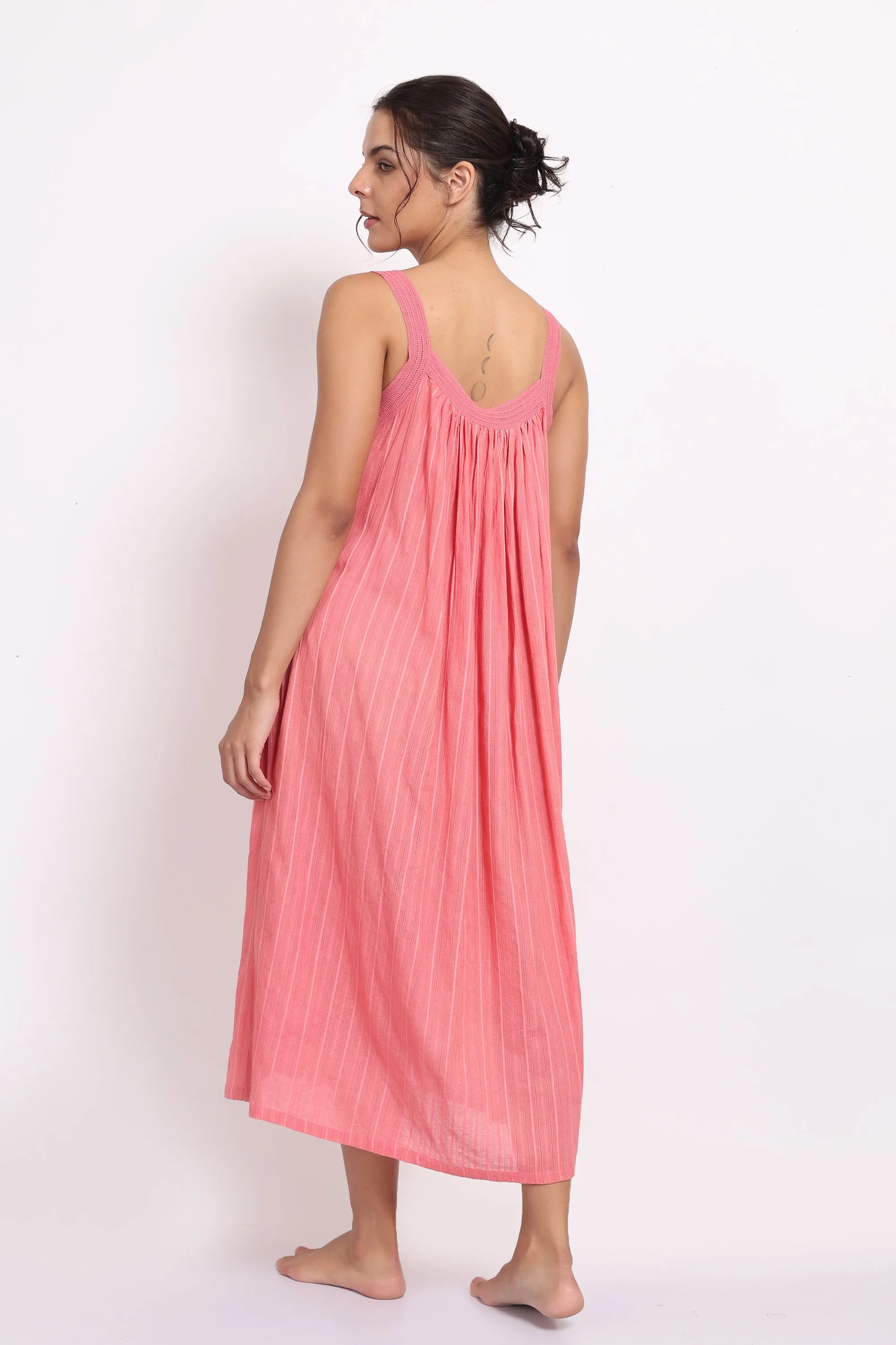 Self Stripe Strappy Nightie Coral