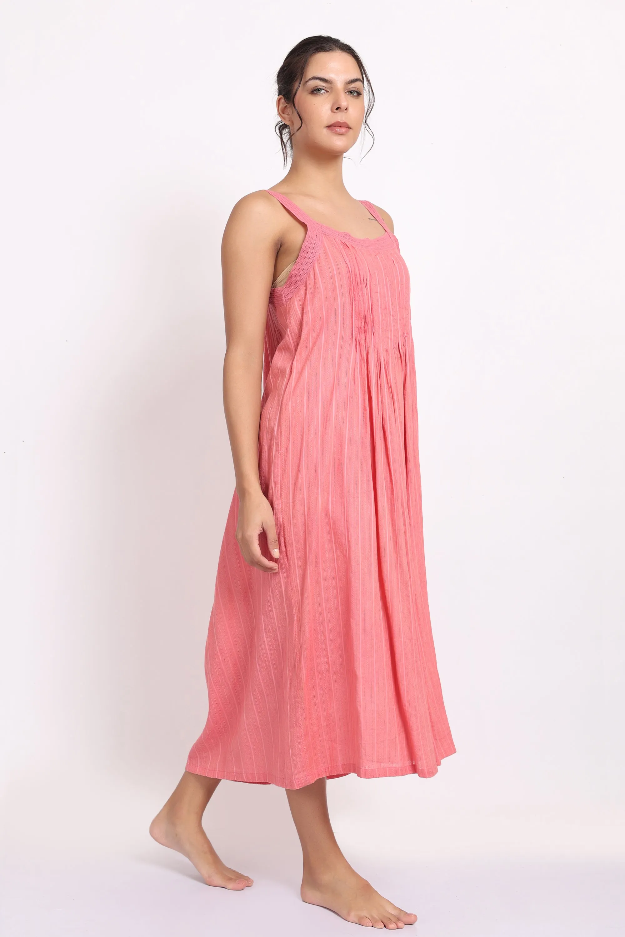 Self Stripe Strappy Nightie Coral