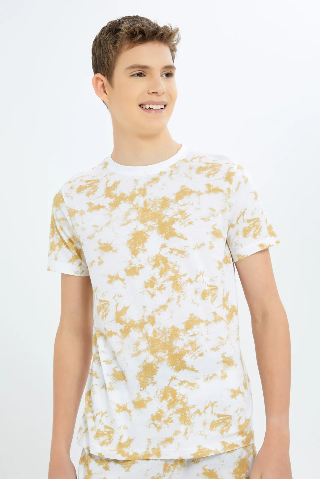 Senior Boys Beige Tye Dye Pyjama Set (2 Piece)