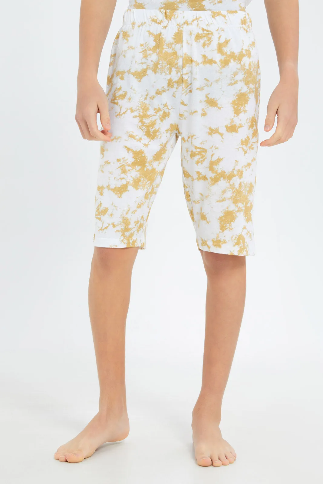 Senior Boys Beige Tye Dye Pyjama Set (2 Piece)