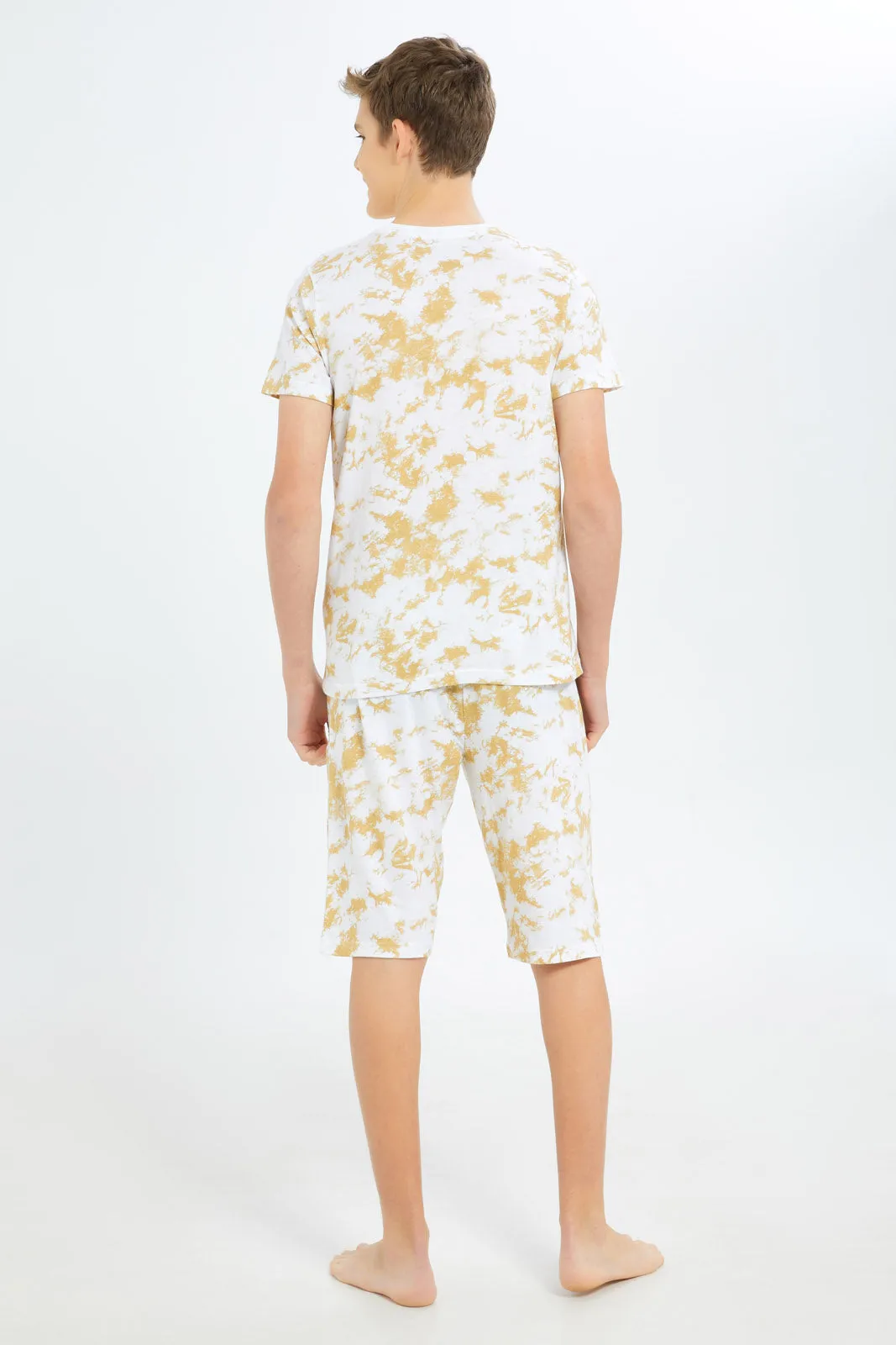 Senior Boys Beige Tye Dye Pyjama Set (2 Piece)