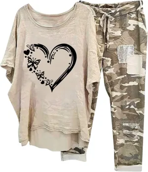 Sets Women Clothing Prints Button Shirt High Waist Loose Pocket Pant Two Top And Two Piece Summer Outfits for Women