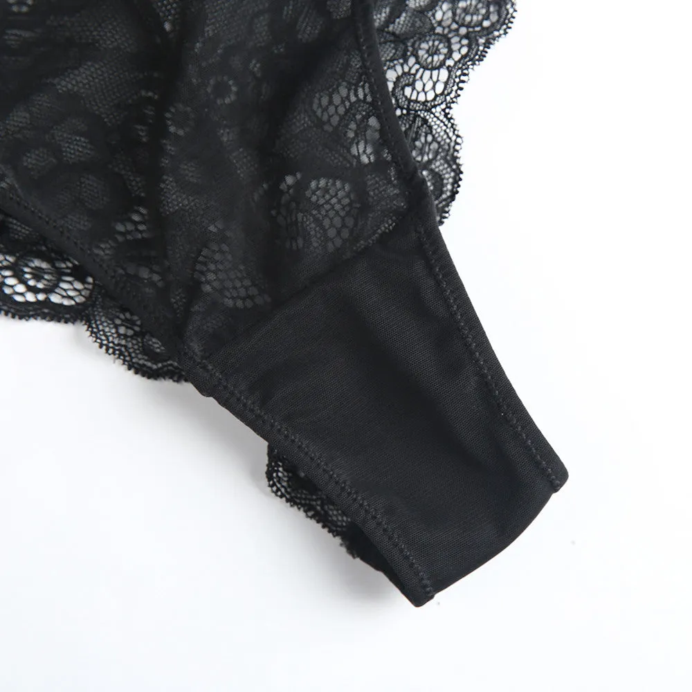 Sexy Breathable Black Lace Bodysuit
