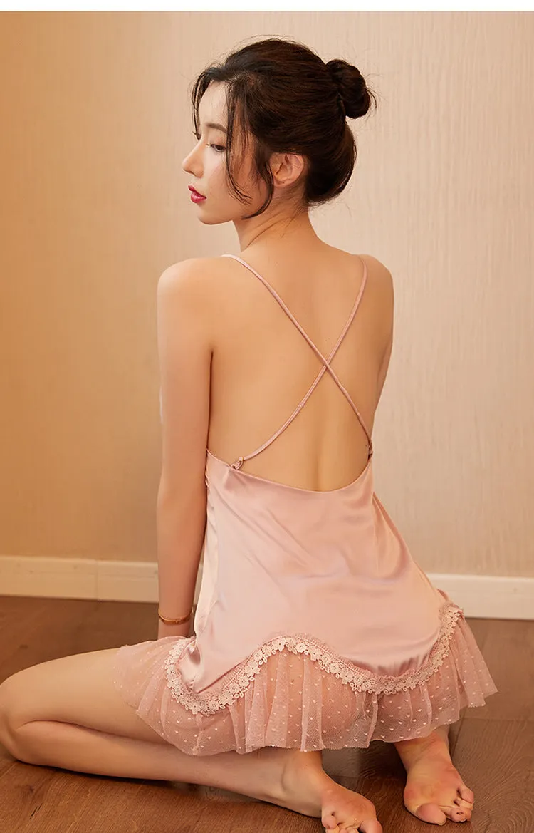 Sexy Lace Short Women Summer Slip Silk Pajamas Europe Replica Pyjamas Sleepwear