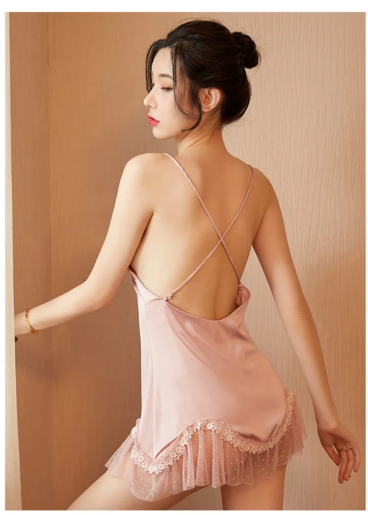 Sexy Lace Short Women Summer Slip Silk Pajamas Europe Replica Pyjamas Sleepwear