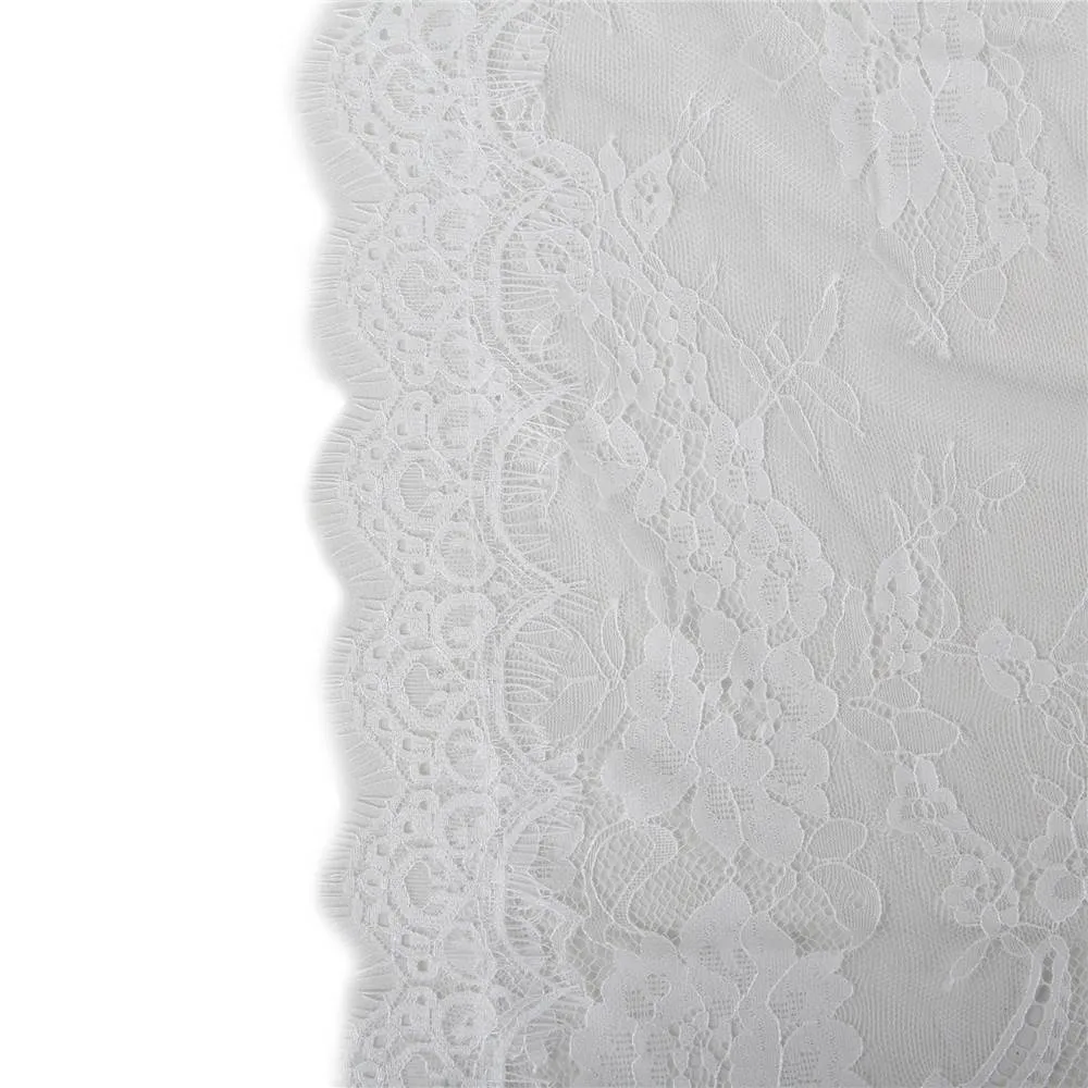 Sexy Long Sleeve Eyelash Lace Short Sleepwear with Thong White